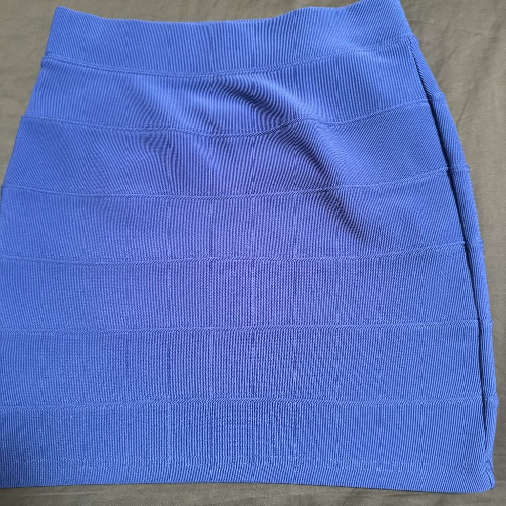 H&M Divided XS 4 Blue Bodycon Ribbed Bandage Mini Skirt